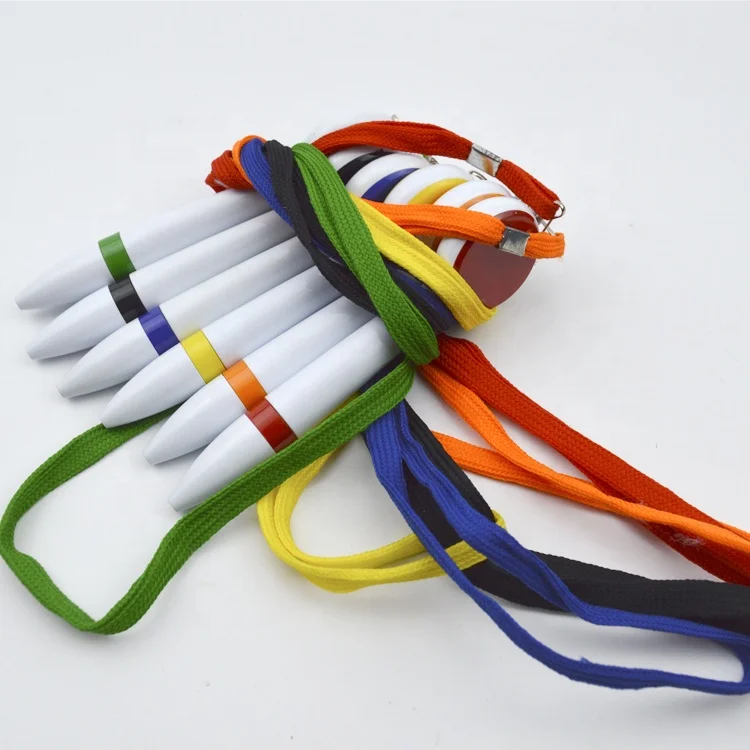 Click Pens Plastic Ball Sticky Notes Pen Strap Lanyard with Custom Logo