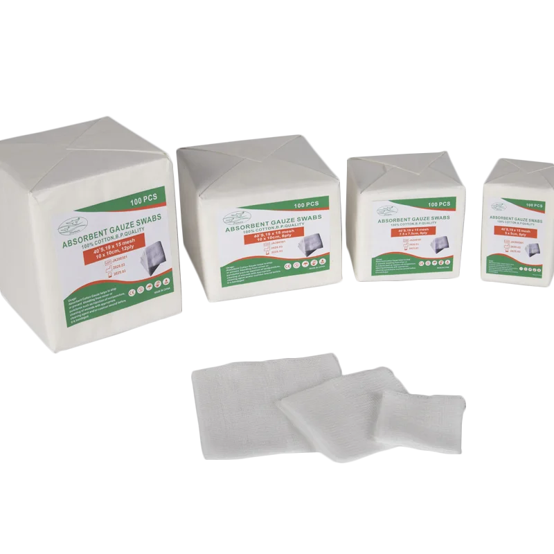 Absorbent gauze swabs non-sterile  10x10cm -16ply or 40x40cm , 100pcs/box