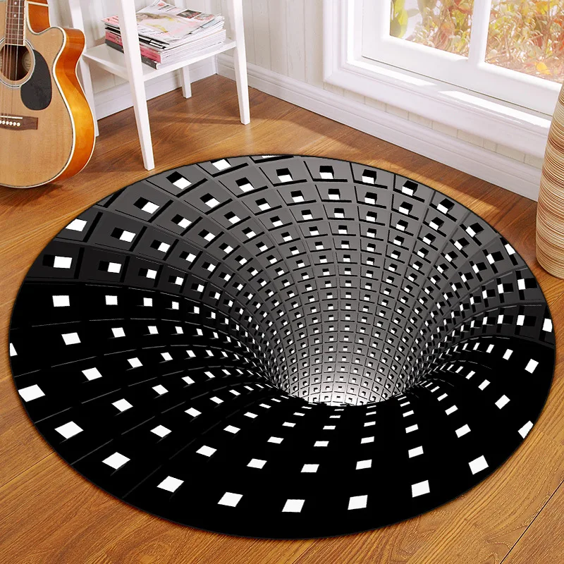 Drop shipping 3D Visual Trap Carpet Round Soft Floor Mat Custom Home Carpet Living Room Bedroom Floor Decoration Door Mat Carpet