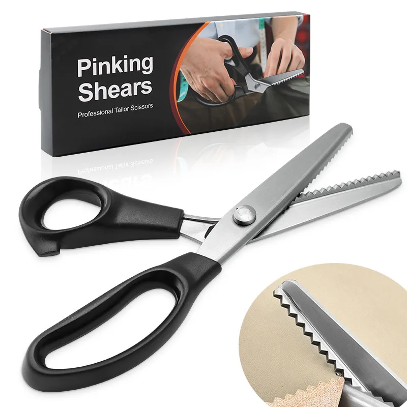 9 Inch Fabric Dress Tailor Pinking Shears Professional Handheld Dressmaking Zig Zag Sewing Scissors