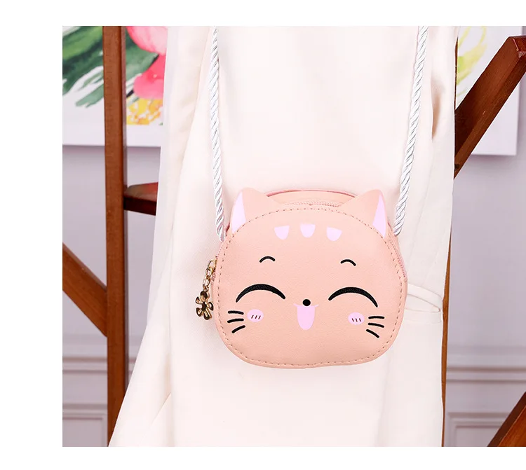 cute cat crossbody leather bag women print cartoon 2022 new arrival crossbody bag kids