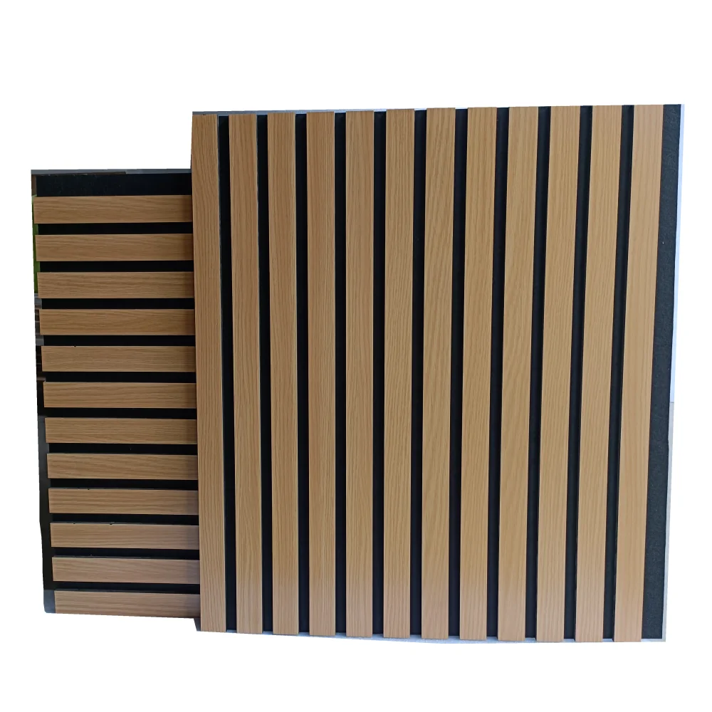 600mm x 600mm Wood Slatted Wall Acoustic Panels wood oak grey felt For Interior home and office Decoration and sound insulation