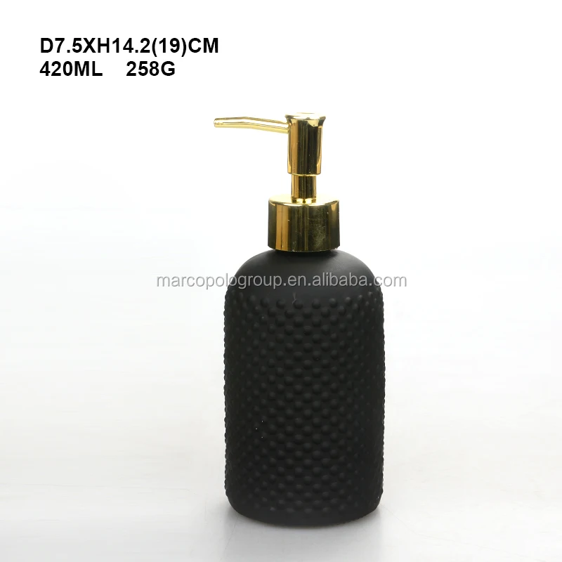400ml 500ml  round amber Glass Soap Dispenser with Pump and Concrete Tray/Vintage Soap Dispenser Bathroom and Kitchen Set