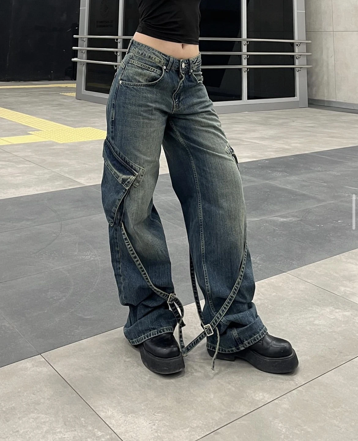 streetwear vintage patchwork raw hem wide leg jeans for women high waisted biggy jeans y2k wholesale