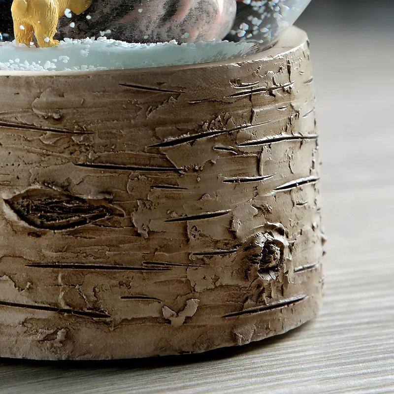 Handmade Resin Decoration Crafts Snowglobes Glass Santa Children and Puppy with Birch Base Christmas Snow Globe