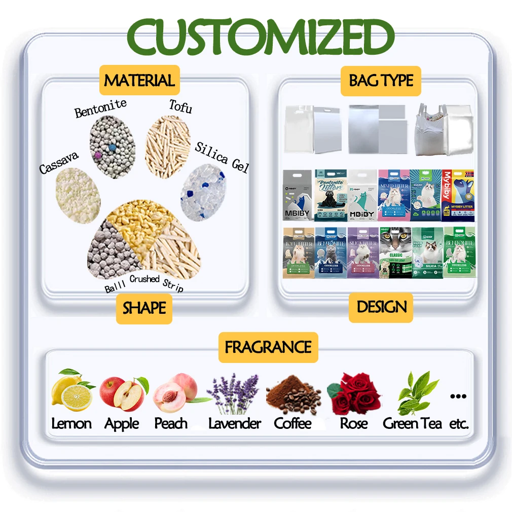 Factory Supply OEM Ecological Natural Litter Bentonites Cat Strong Clumping Cat Litter Bentonites Cat