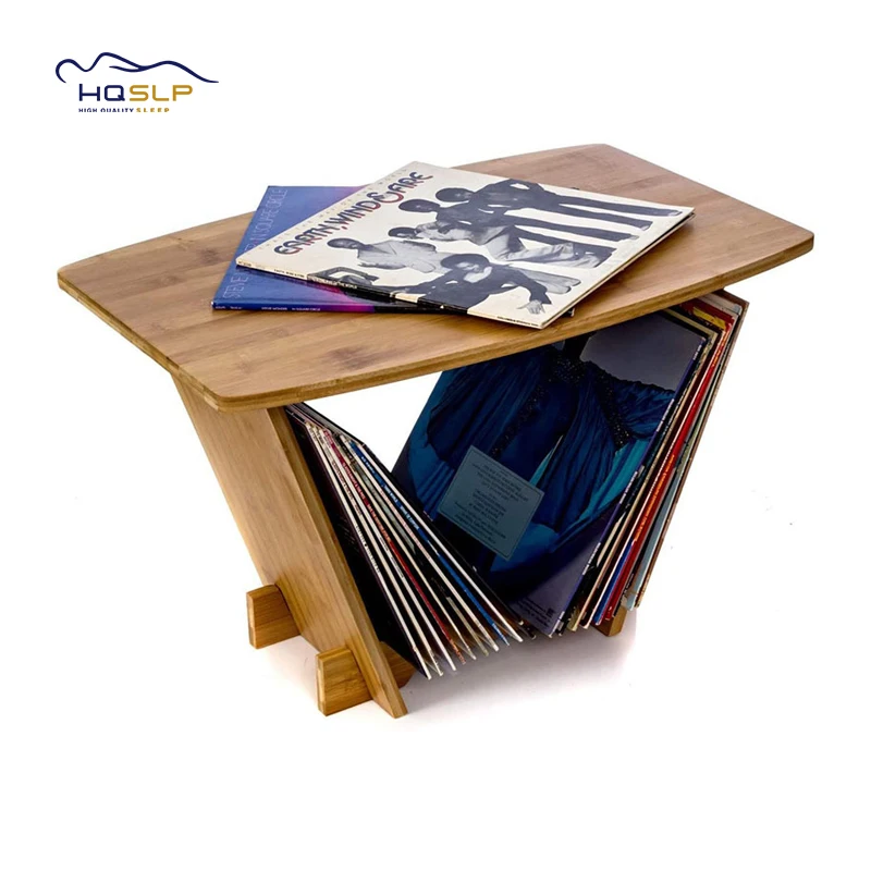 Hot Sales Wholesale Vinyl Record Storage Holder for 12 10 LP Album Solid wood Record Display Stand