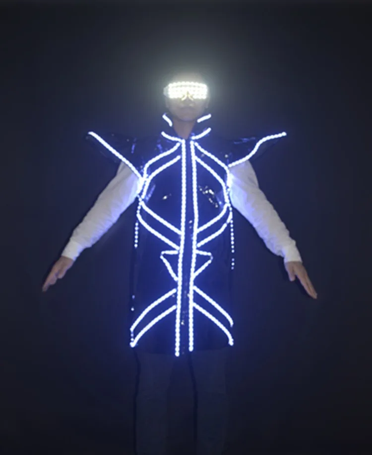 Stage Dance Performance Adult Carnival Party Wear Club Ballroom Robot Costume Halloween LED Stilt Walker Costume