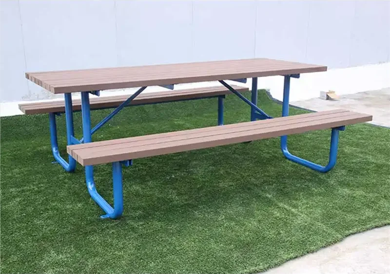 outdoor extra long wood plastic composite camping table with bench patio rectangular wooden picnic table