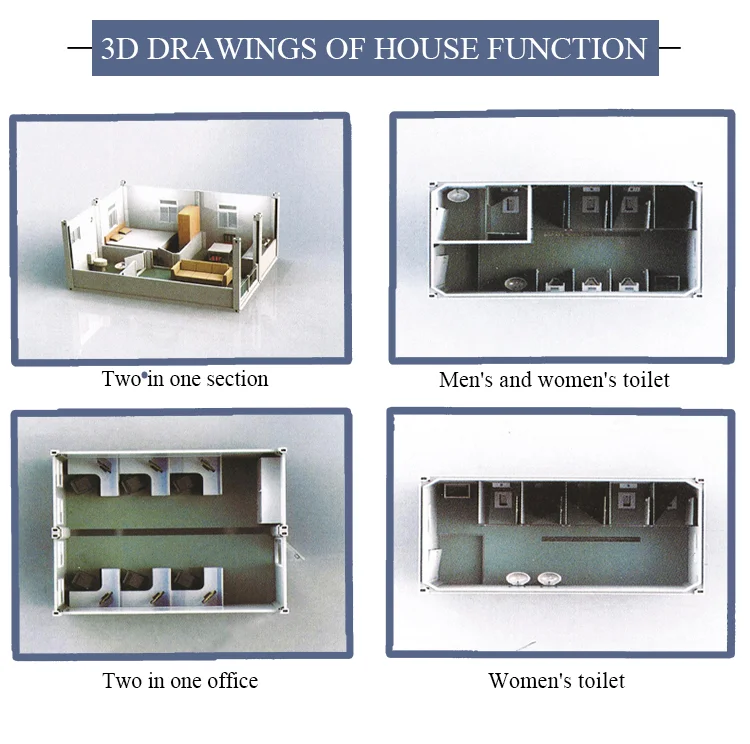 Low Cost Luxury Detachable Flat Pack Prefab Tiny House Prefabricated Home Estate Cottage Hut worker quarters container house