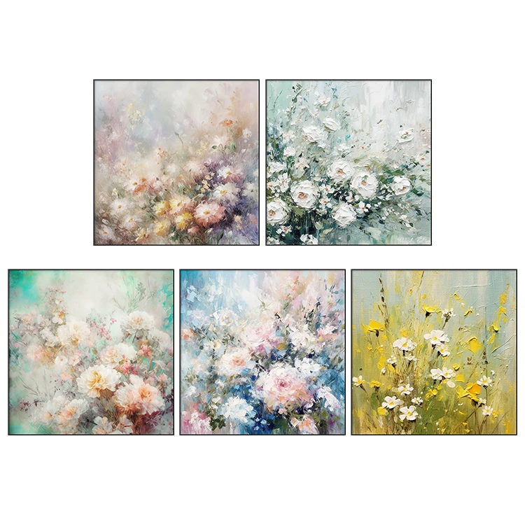 Impressionism Art  Flower Hand-Painted  Wall Art for Home Decor texture Oil still life paintings on Canvas for Living Room