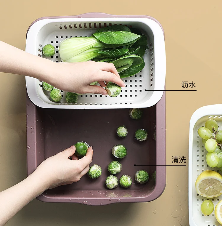 Fashionable Household Kitchen Tools  Multi-function Sink Strainer Fruit Vegetable Washing Bowl
