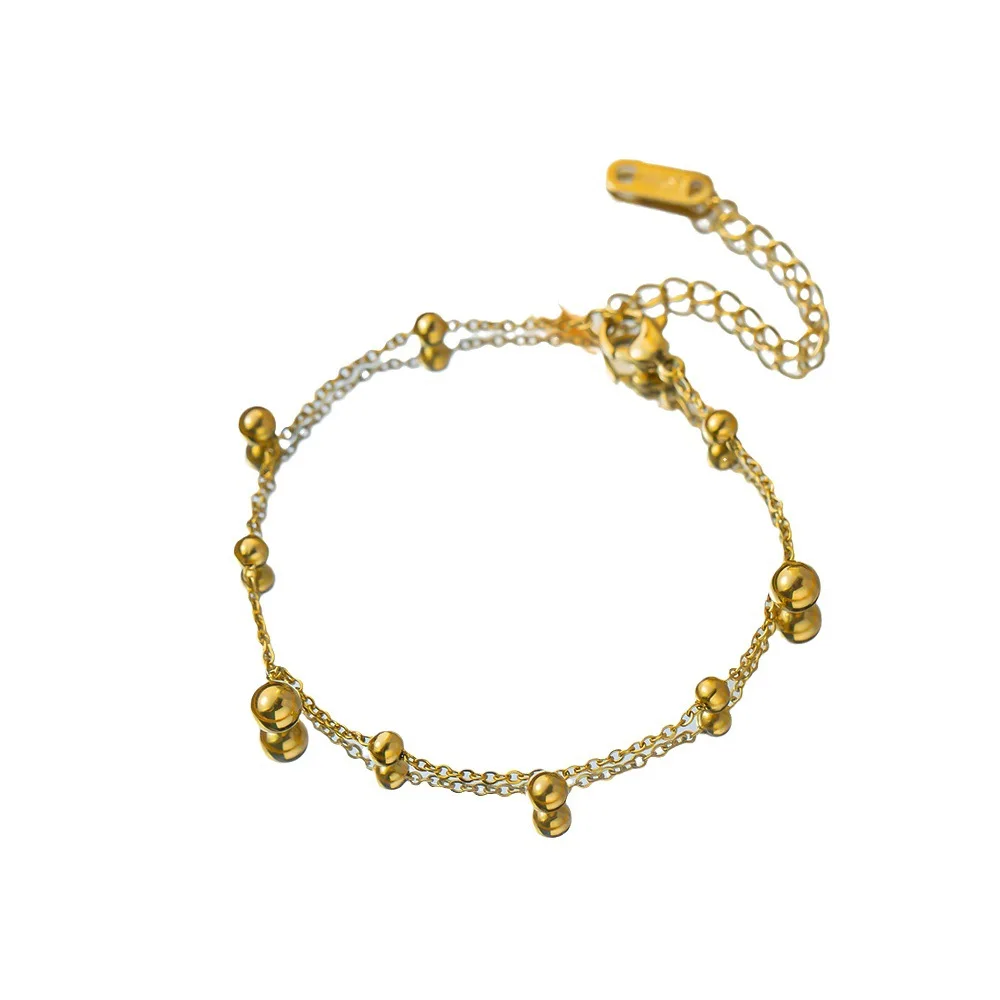 High End Gold Plated Stainless Steel Bead Satellite Pendant Bead Chain Bracelet For Women Wholesale Jewelry