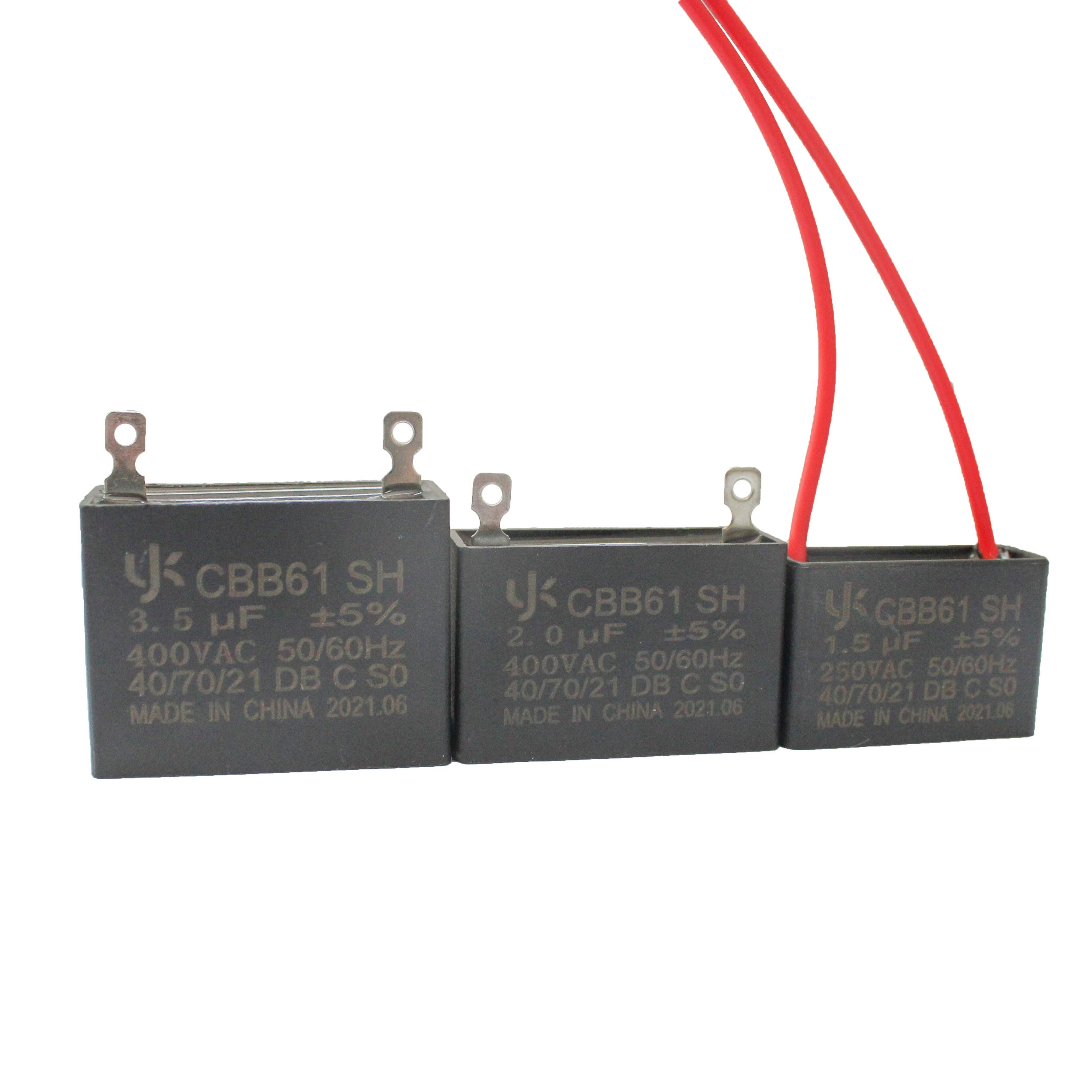 YK Cbb61 1.0/1.2/1.5/1.8/2.0/2.5/3.5/4.0 UF 450V AC fan motor Start Capacitor