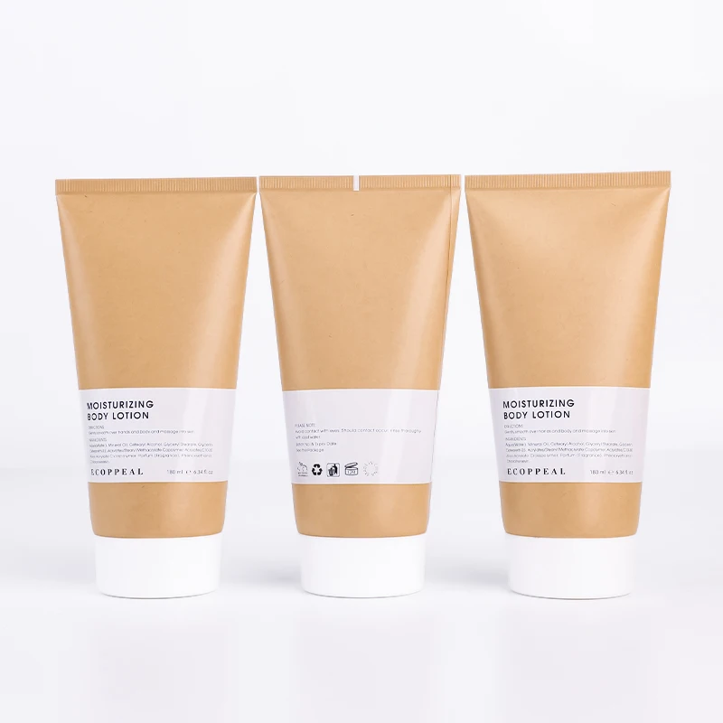 Biodegradable Eco Friendly Craft Paper Cosmetic Packaging Squeeze Tube for bb Cream Shower Gel Container