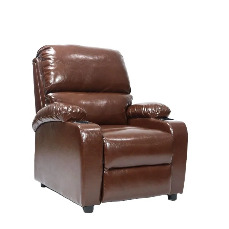 
New pattern modern simple leather art single living room with cup rest Stretch function recliner chair 