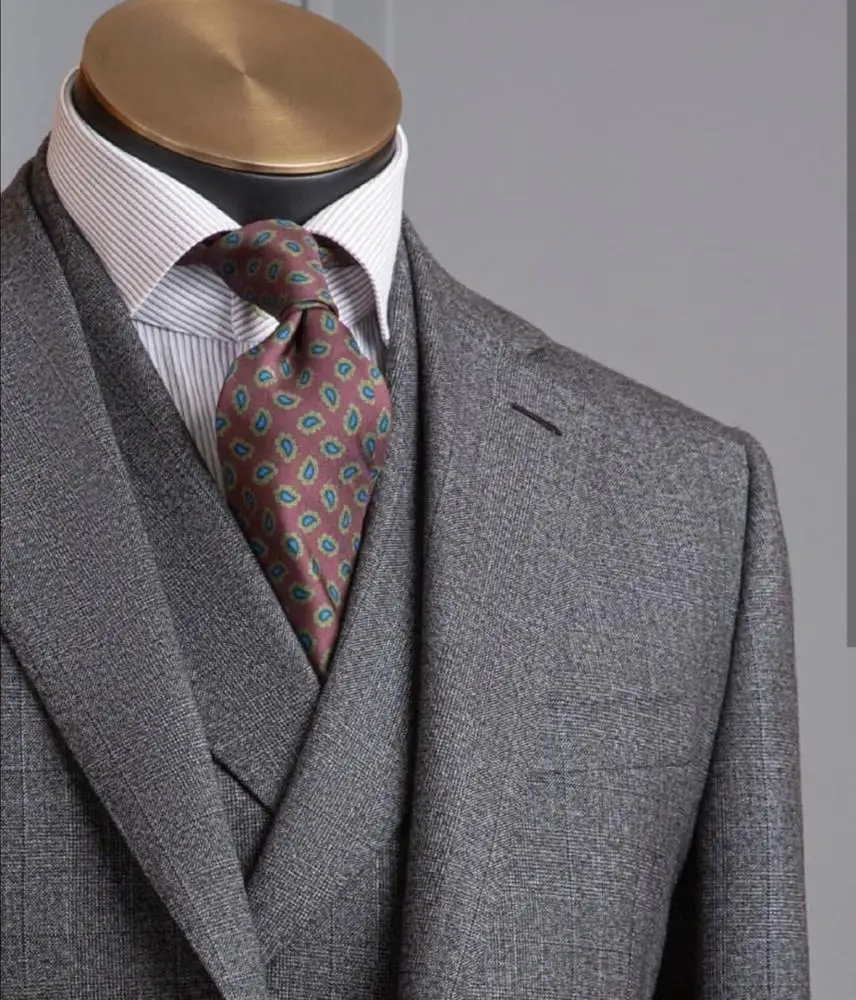 Single Breasted Custom Slim Fit Business Suit Cashmere Wool Latest Design Mens Wedding Suit