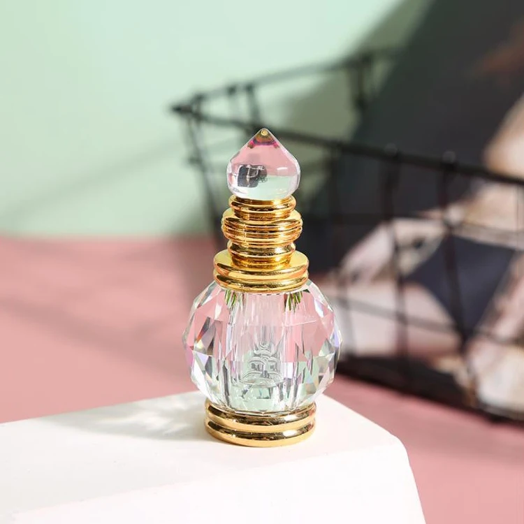 New Design Custom Luxury 3ml Small Clear Empty Gemstone Glass Crystal Bottle for Attar