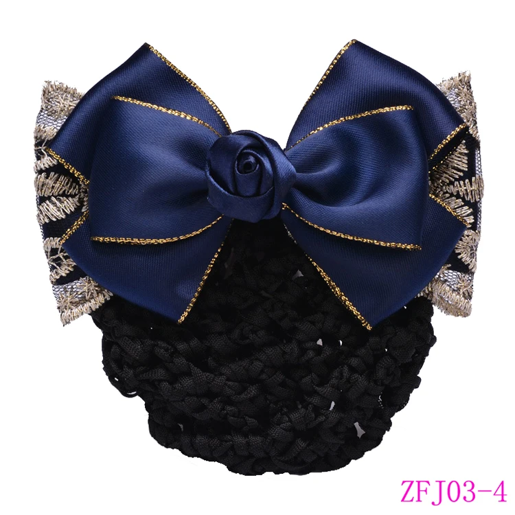 Wholesale Bank hotel hospital nurse job big butterfly head flower net pocket hair net professional job hair clip