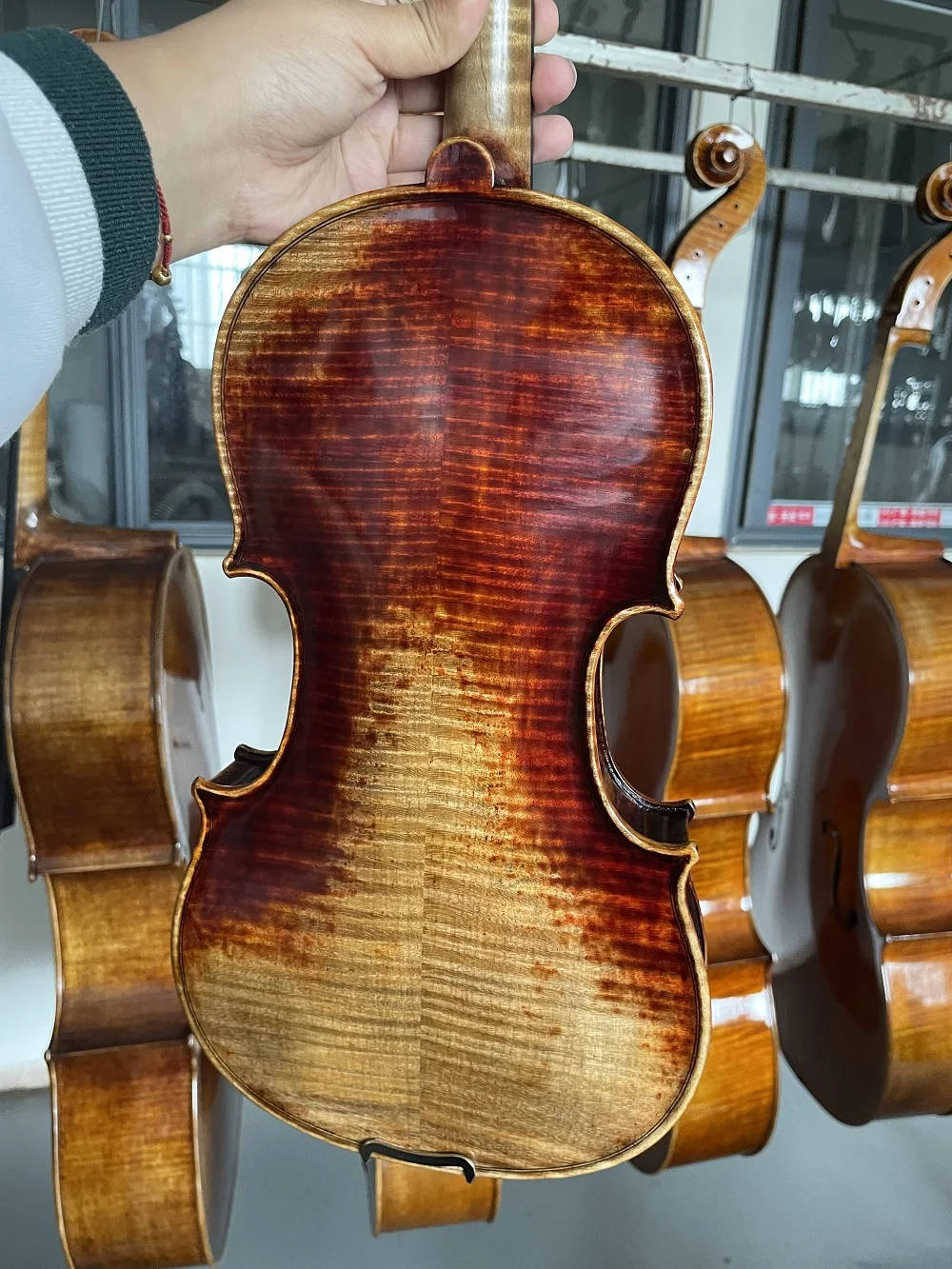 Competitive Customized Professional Flamed handmade 4/4-1/16 violin