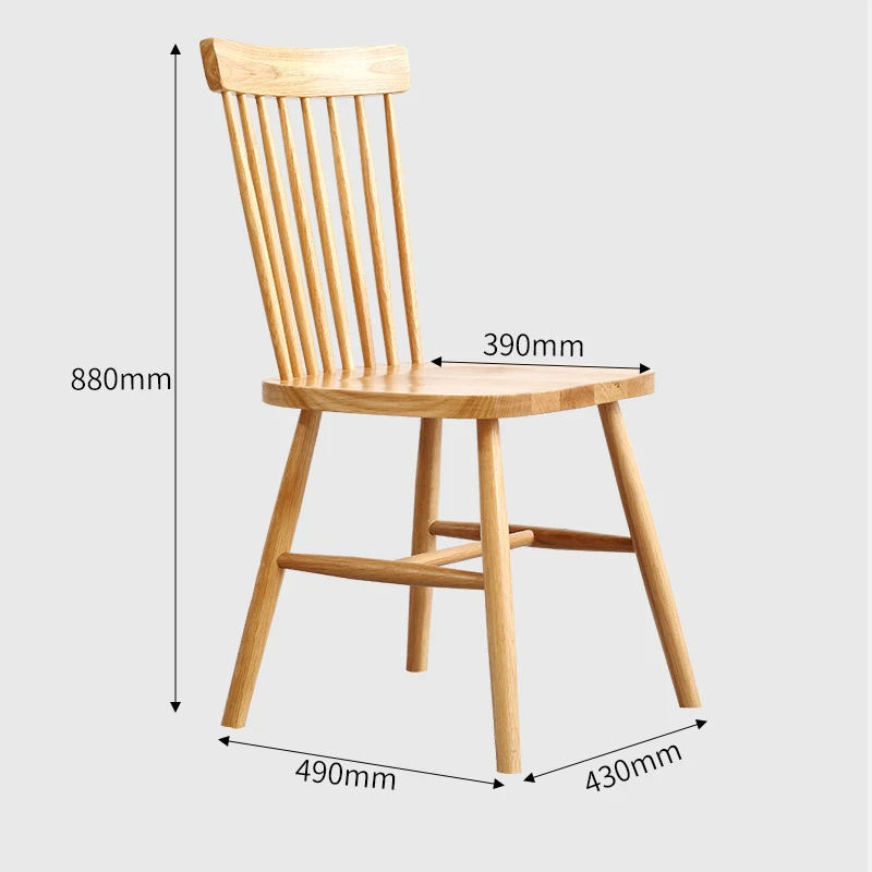 
Pure solid wood dining chair oak chair northern Europe simple bedroom makeup chair family armchair 