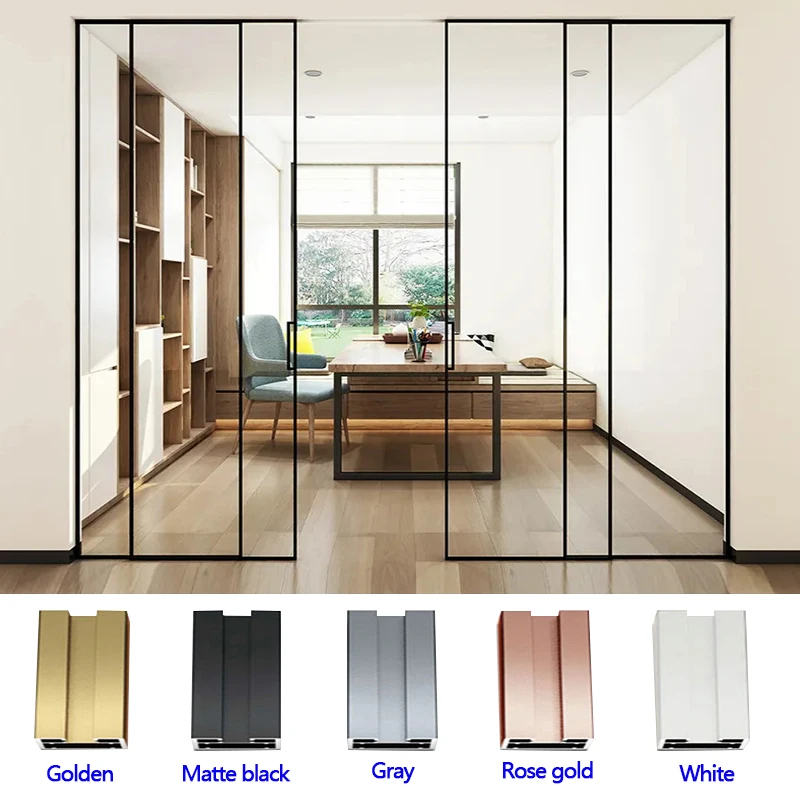 Office Soft Closing Matt Black Frame Slim Sliding Glass Doors Price Telescopic White Aluminum Balcony Sliding Glass Doors
