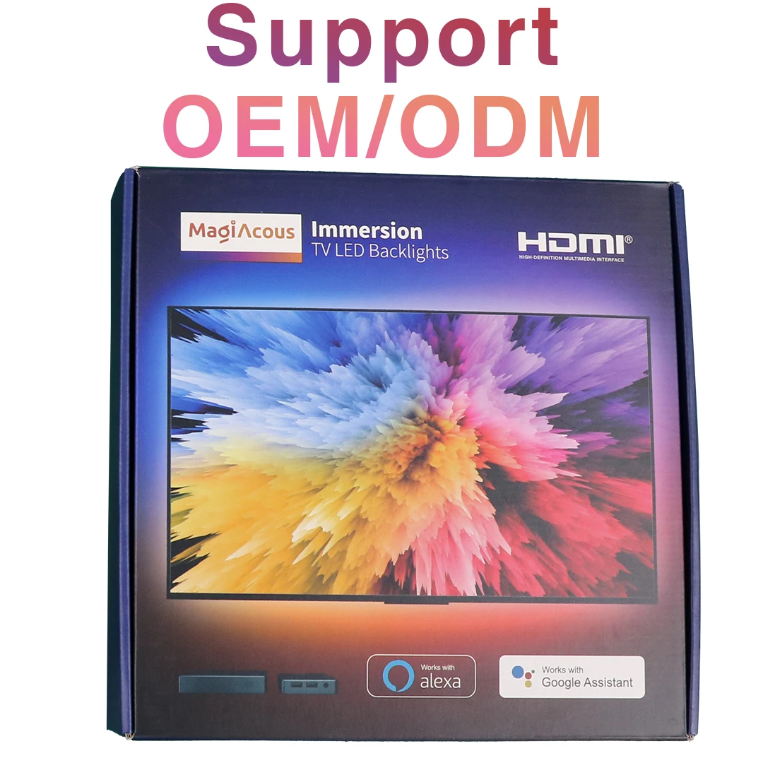 Лидер продаж Kingunion светодиодная подсветка телевизора 65 дюймов Подключение HDMI 12 5 футов RGBIC Светодиодная лента для умная