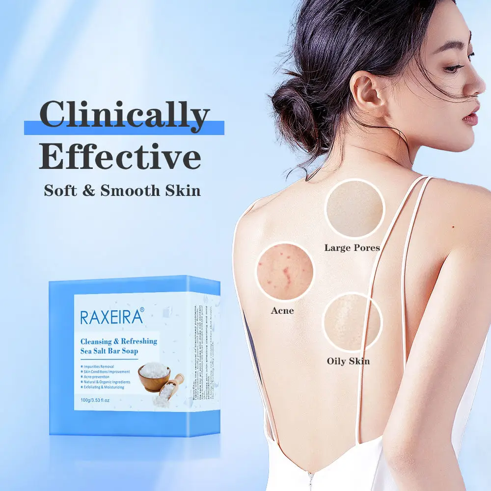 Organic Sea Salt Vitamin E Cleansing & Refreshing Whitening Moisturizing For Remove Skin Acne Cleansing Face Care Bar Soap