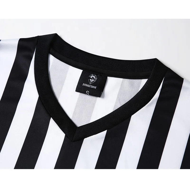 Professional Football Referee Uniform Custom Soccer Shirts Adult Black White Soccer Referee Jerseys Training Clothes