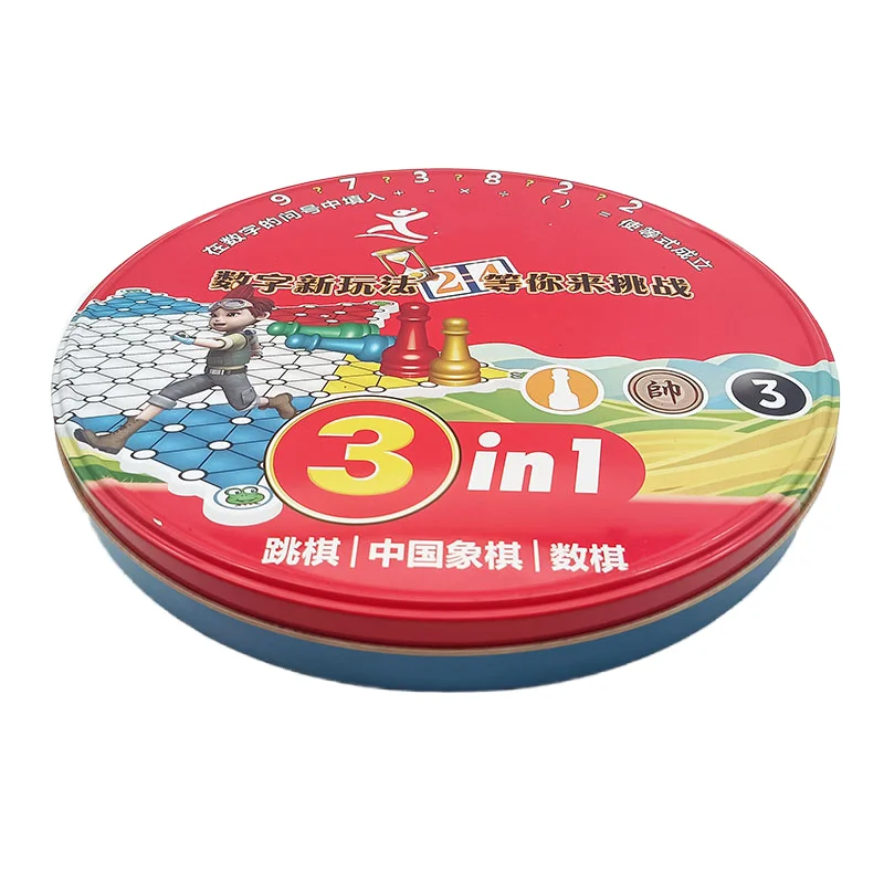 Custom tinplate chessboard Round tinplate storage box