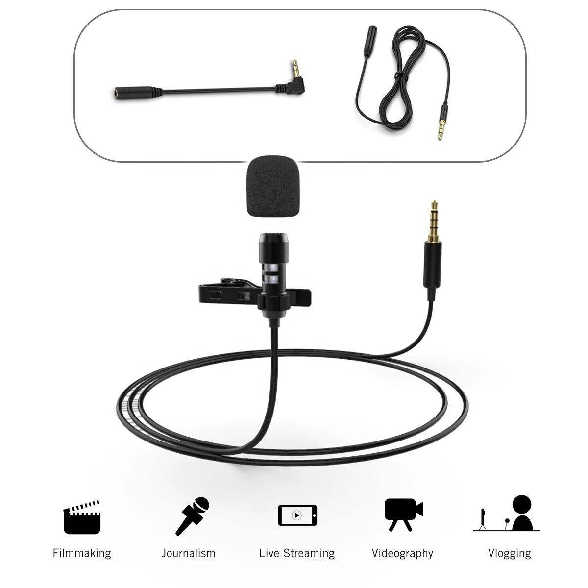 OEM/ODM factory Lapel Lavalier Phone Microphone Live Clip on Cell Mobile Microfono Portable Light Weight Mic