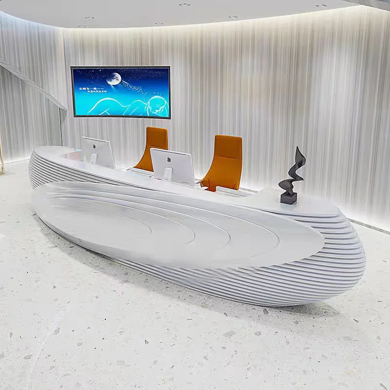 Office Furniture Arc Shape Counter Front Desk Beauty Salon Modern White Reception Desks High Quality Modern Front Counter