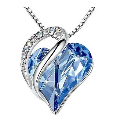 Wholesale Rhinestone Crystal Infinity Heart Box Chain Necklace Colorful Birth Stone Heart Choker Necklace For Gift