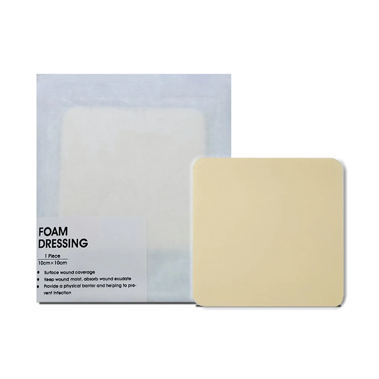 CE Certification 10x10cm Foam Dressing Medical PU Foam PU Film Pressure Sore Pressure Ulcers Wound Quickly Absorb