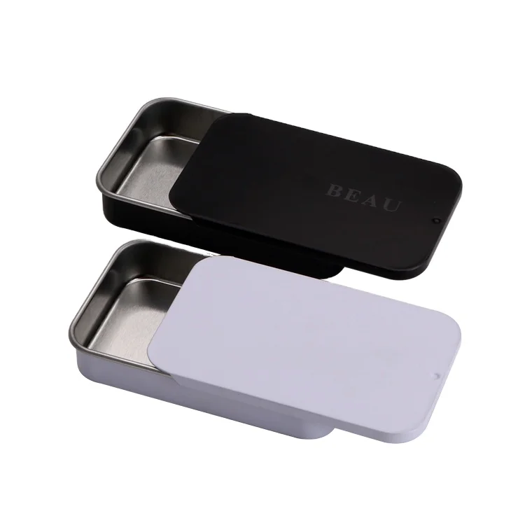 popular small silver slide top metal tin box