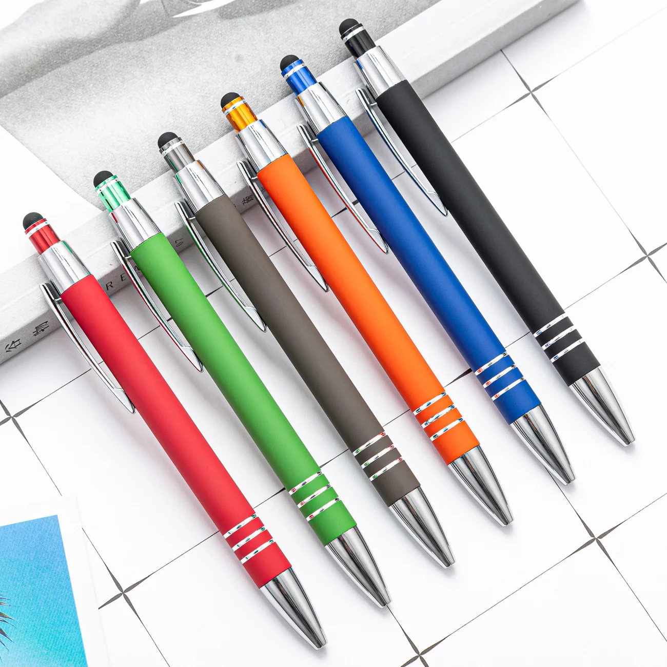 Cheap Metal Matte Finishing Celena Stylus Soft Touch Pen Custom Logo Printed Ballpen Ballpoint Pen for Promotional Gift Pens