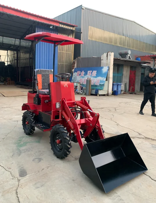 Small Mini Electric Wheel Loader Front Skid Steer With 4 in 1 Bucket Backhoe Shovel Tractor Attachments