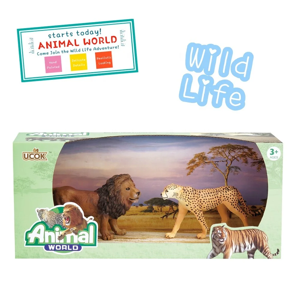 
4-Pieces Dinosaur Playset, Plastic Toy Animal Figurine Children gift home decorate with window box 