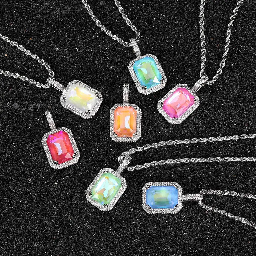 Craft Wolf hip hop jewelry fashion 925 sliver color  men women tennis ice out Zircon ruby cuban link chain choker Necklace