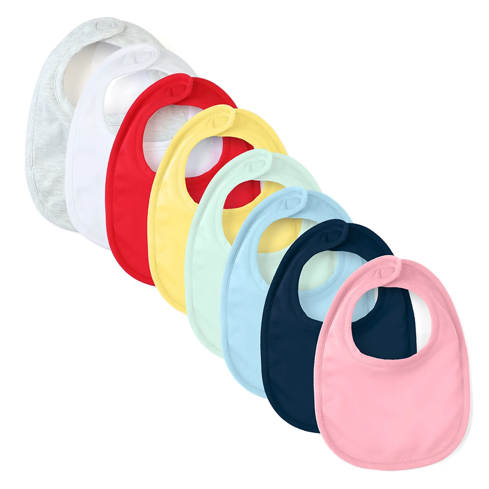 Custom new model picot trim newborn infant girls bibs embroidered washable pink stripe knit cotton bibs for babies