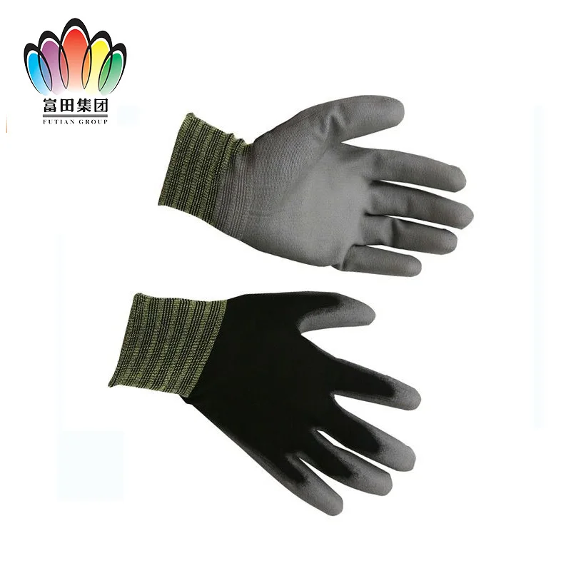 Китайский производитель 13 калибр углерода fingertip ОУР PU покрытием рабочие перчатки
