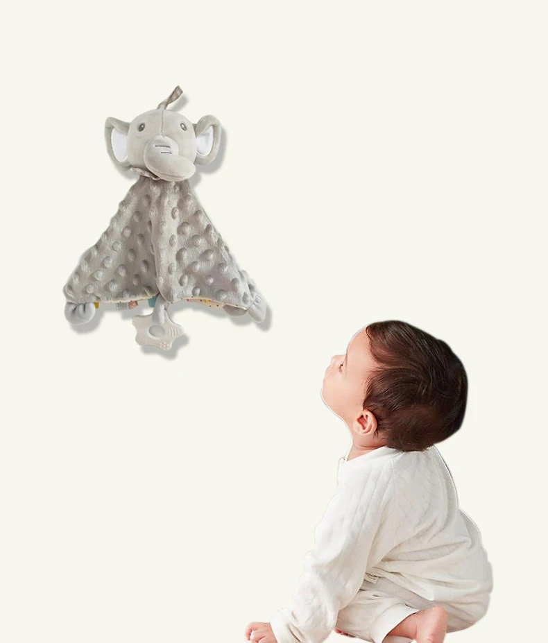 Baby comfort towel Doudou label mouth bite stuffed toy baby comfort doll sleeping with saliva towel
