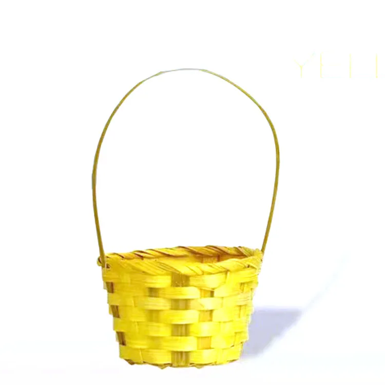 2022 Bulk Ecofriendly Decor Storage Basket Custom Bamboo Kids Easter Eggs Candy Baskets With Handle