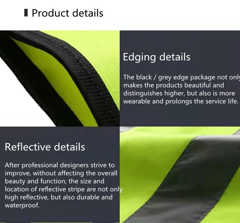 Factory Direct Sale Wholesale Price Custom Printed Multi pocket construction Safety Reflective Vest