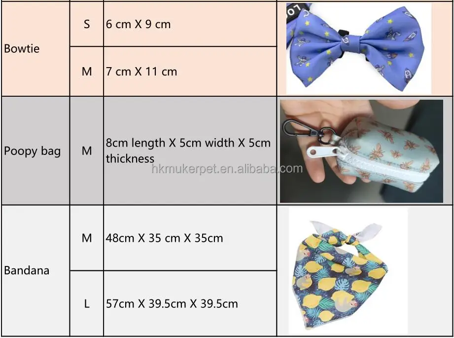 Hot customized printed pattern six-piece set outdoor sports adjustable collar leash neoprene harness poop bags cute bowtie