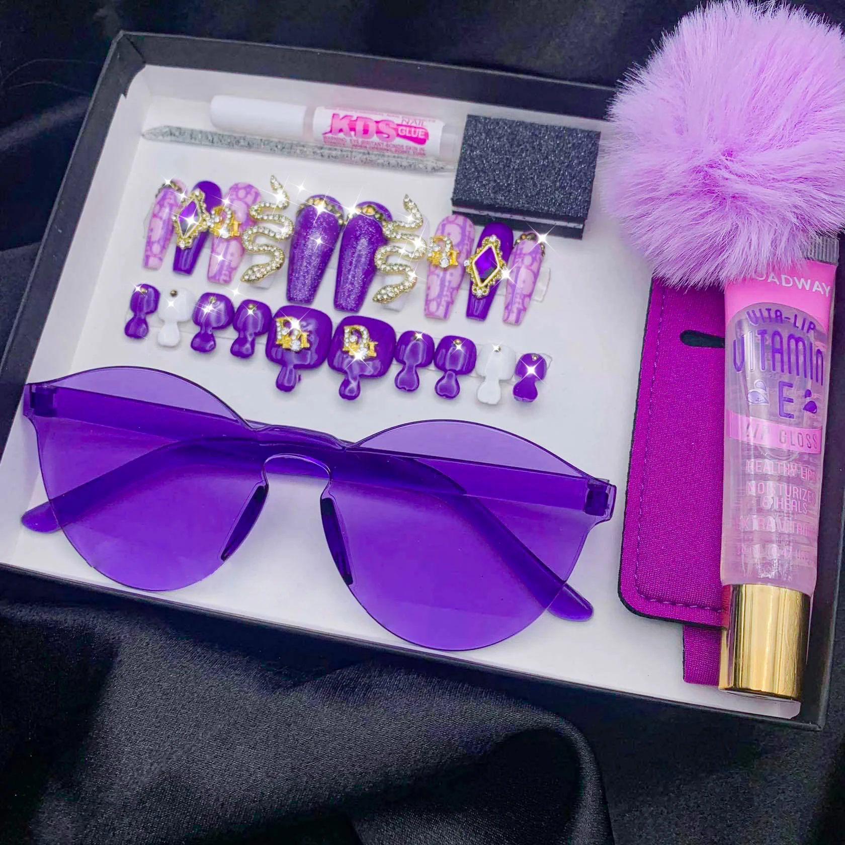 3d Mink vegan eyelash  silk faux mink synthetic false lashes press on nails glue pen eyelash nail press kit