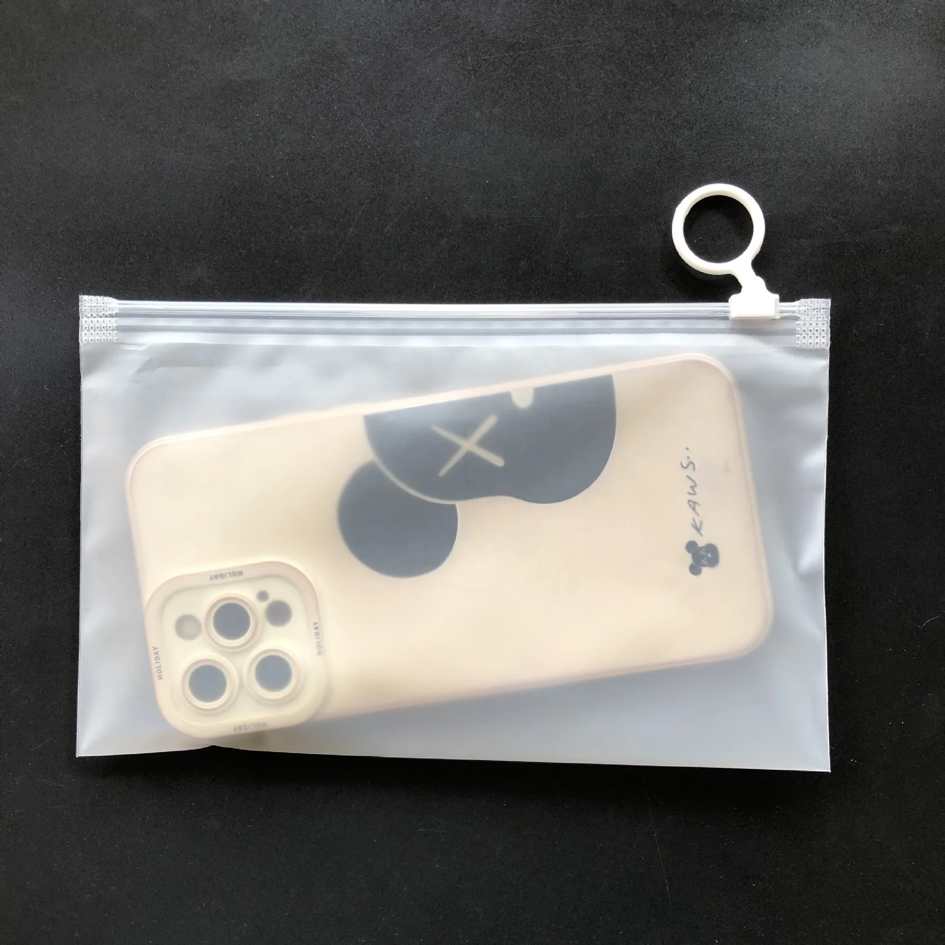 Wholesale high quality waterproof small pvc frosted zipper bag with pull ring