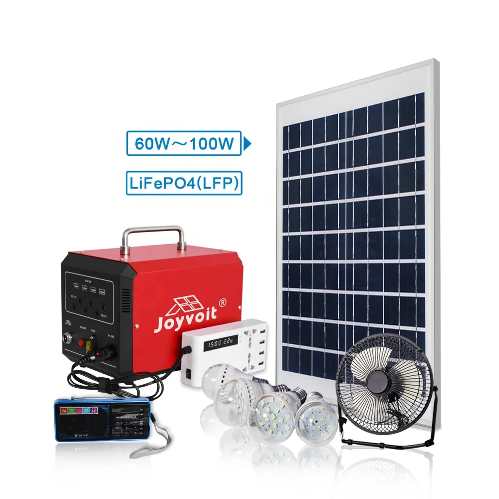 Paygo 100W Solar System Power Generator Lighting System Kit with TV LiFePO4 Rechargeable DC LED Bulb Lights for Energy Storage