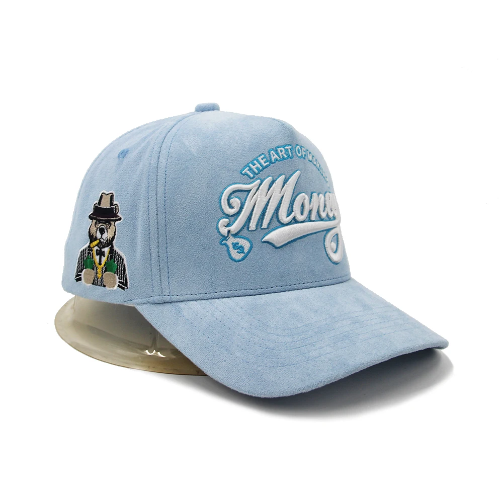 Hot Selling 100% Suede 5 Panel A Frame Custom 3D Embroidery Logo High Crown Chamois Classic Adjustable Snapback Baseball cap