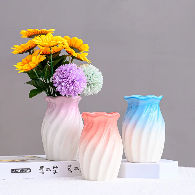 Creative Cross-Border Ceramic Vases Home Furnishings Ocean Waves Design Living Rooms Hydroponic Flower Pots Fresh Flower